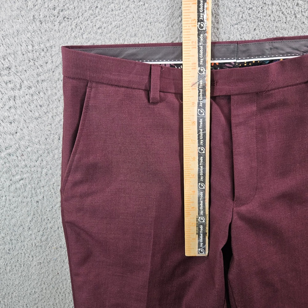 Next Tailoring Mens Burgundy Wool Rich Blend Dress Pants 34x31 - Picture 5 of 11